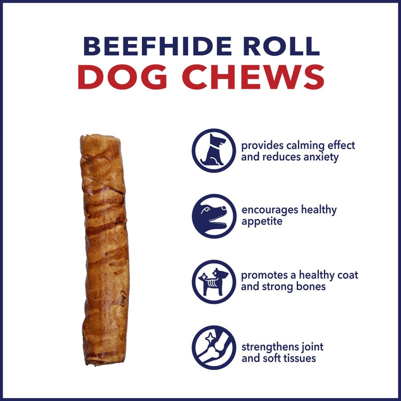 Pet Factory 100% Made in USA Beefhide 8" Rolls Dog Chew Treats - Peanut Butter Flavor, 10 Count/1 Pack - Image 5
